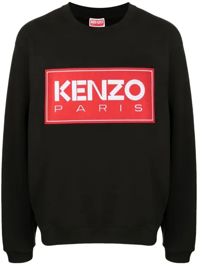 Kenzo Crewneck Sweatshirt With Application In Black