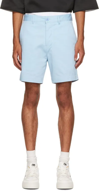 Ami Alexandre Mattiussi Cotton Chino Shorts In Blue