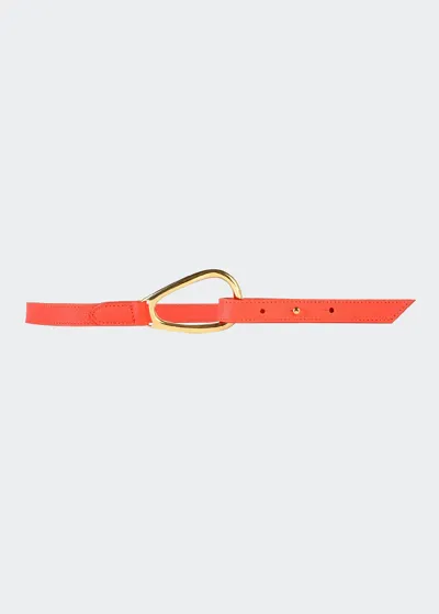 Vaincourt Paris L'adorable Small Pebbled Leather Belt In Orange