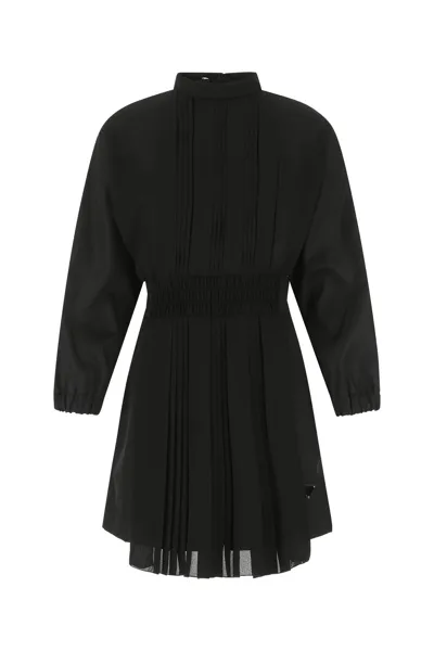 Prada Black Re-nylon And Crepe Jumpsuit Nd  Donna 40