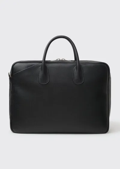 Valextra Men's My Logo Pebble Leather Briefcase In Havana