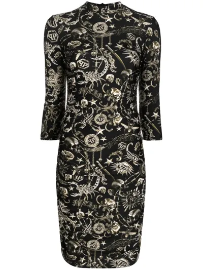 Philipp Plein Scorpion-print Mini Dress In Multi