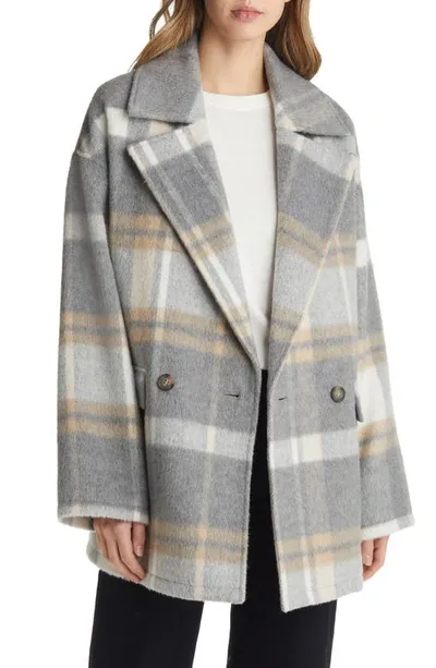 Avec Les Filles Oversize Plaid Peacoat In Grey Multi Plaid