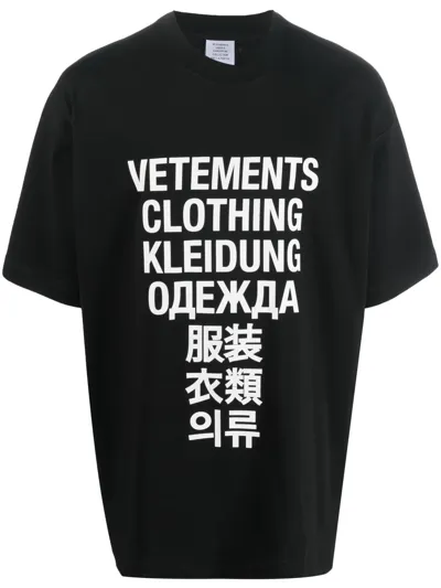 Vetements Logo Print T-shirt In Black