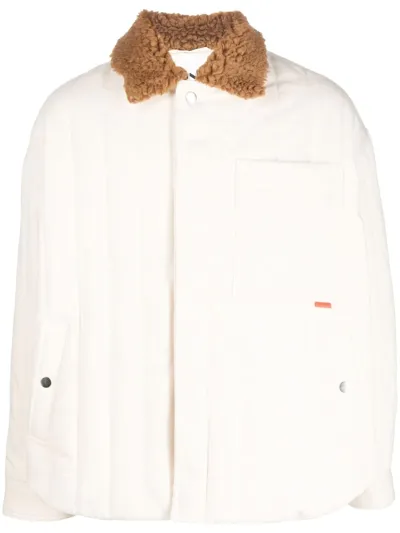 Sunnei Faux-shearling Collar Padded Jacket In 白色