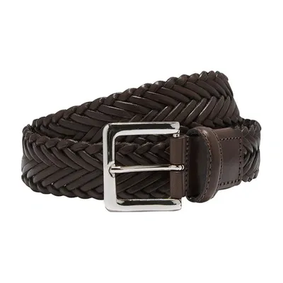 Scarosso Braided Buckled Belt In Brown_calf