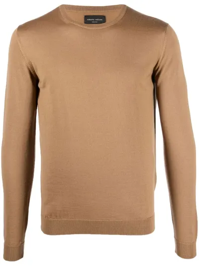 Roberto Collina Crew-neck Merino Wool Jumper In Brown