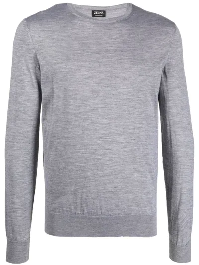 Z Zegna Crew-neck Cashmere Jumper In Grey