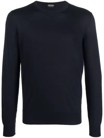 Z Zegna Crew-neck Cashmere Jumper In Blue