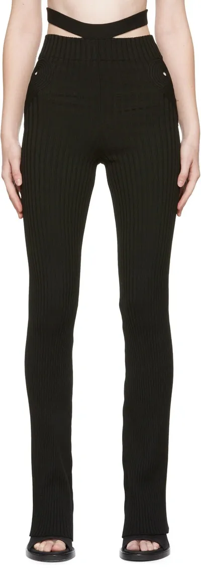 Andreädamo Andreadamo Ribbed Knit Slim Trousers In Black