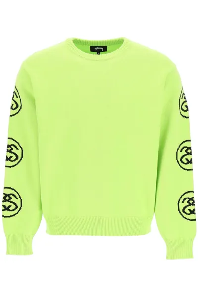 Stussy Ss-link Logo Cotton Sweater In Green