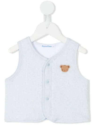 Familiar Babies' Embroidered Teddy-bear Detail Vest In Blue