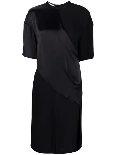 Stella Mccartney Panelled Draped T-shirt Dress In Black