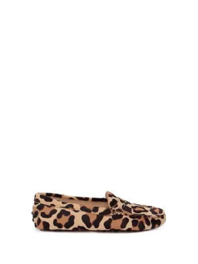 Tod's Gommini Leopard-print Calf Hair Loafers In Multi