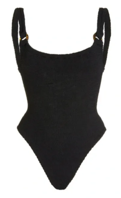 Hunza G Domino Seersucker Swimsuit In Black