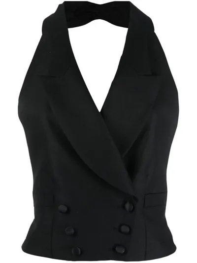 Maison Margiela Halterneck Double-breasted Waistcoat In Black