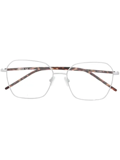 Hugo Boss Square-frame Optical Glasses In Silver