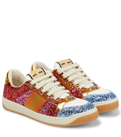 Gucci Lovelight Screener Glittered Canvas Trainers In Multicolor