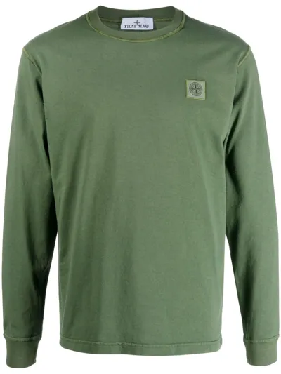 Stone Island Compass-patch Sweatshirt In Green