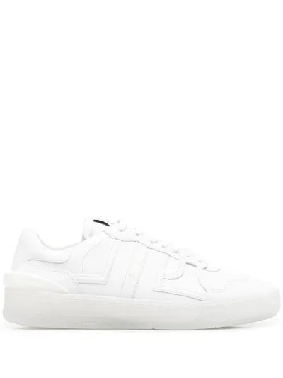 Lanvin Logo-patch Panelled Leather Sneakers In White