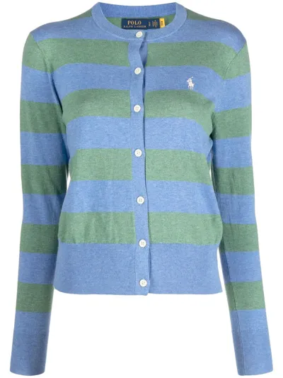 Polo Ralph Lauren Polo Pony Striped Cardigan In 蓝色