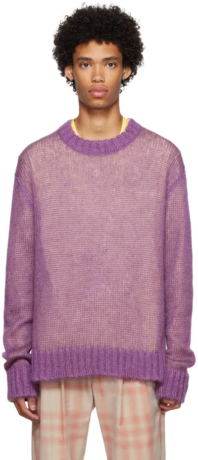 Jil Sander Purple Semi-transparent Mohair And Silk Sweater