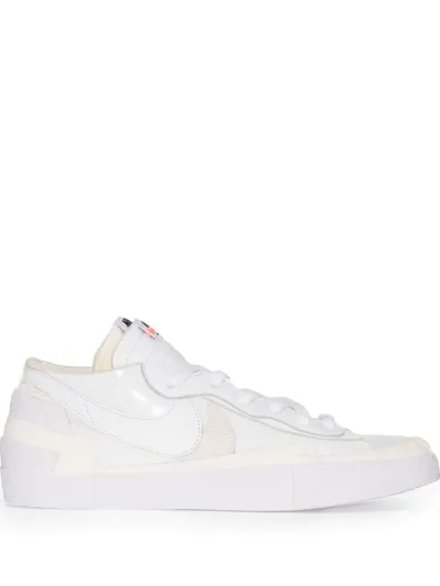 Nike X Sacai Blazer Low Leather Sneakers In White