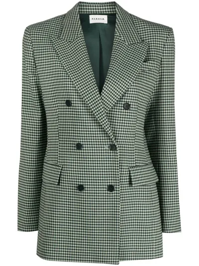 P.a.r.o.s.h Gingham-check Double-breasted Blazer In Green