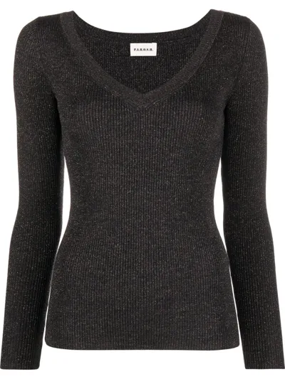 P.a.r.o.s.h Lurex Ribbed-knit Jumper In Black