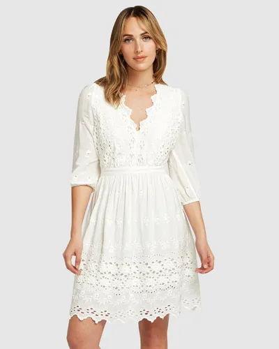 Belle & Bloom Sweet Talk Eyelet Mini Dress - White