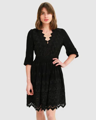 Belle & Bloom Sweet Talk Eyelet Mini Dress - Black