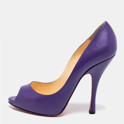 Pre-owned Christian Louboutin Purple Leather Maryl Peep Toe Pumps Size 36.5