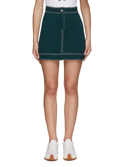 Barrie High Waist Contrast Stitch Knitted Mini Skirt In Green