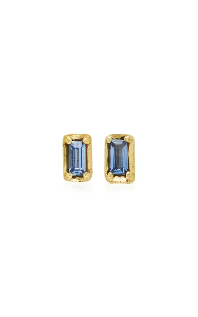 Ila Leone 14k Yellow Gold Sapphire Earrings In Blue