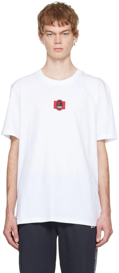 Hugo White Mr. Bathing Ape Edition Logo T-shirt In 100 White