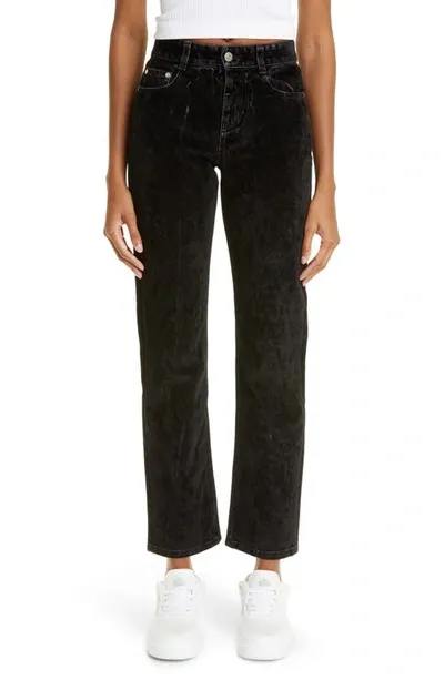 Stella Mccartney Velvet Denim Long Sleeve Jumpsuit In Black