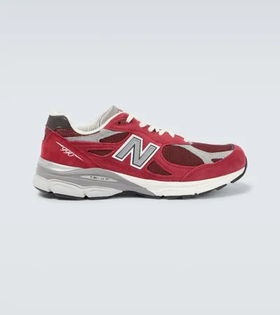 New Balance Made In Usa 990v3 Suede And Mesh Trainers In Scarlet