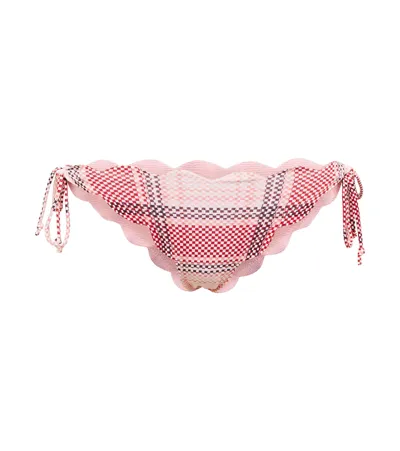 Marysia Mott Checked Reversible Bikini Bottoms In Pink