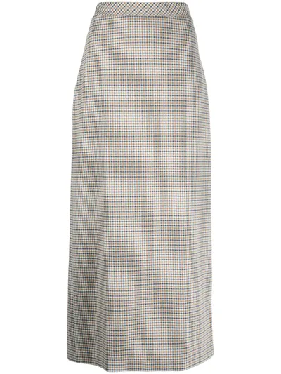 Rosetta Getty Houndstooth-check Maxi Skirt In Orange