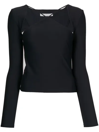 Rokh Cut-out Detail Long-sleeve T-shirt In Black