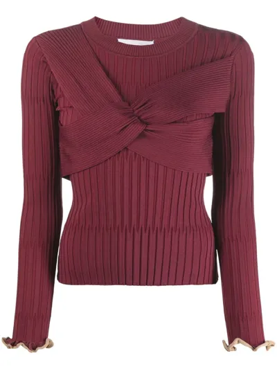 Jonathan Simkhai Nolan Burgundy Ribbed-knit Top