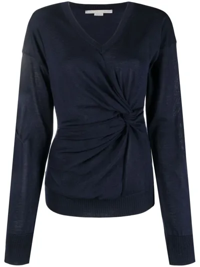 Stella Mccartney Twist-detail Wool Top In Dark Blue