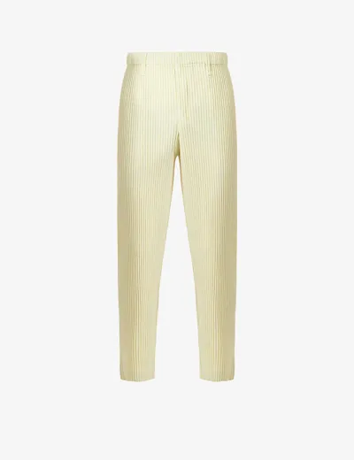 Issey Miyake Basics Pleated Straight-leg Slim-fit Woven Trousers In 50-yellow Hued