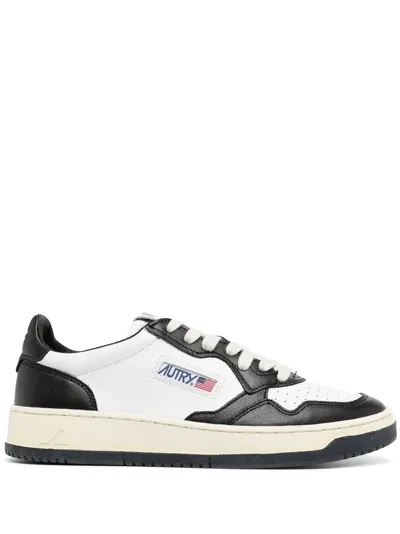 Autry White And Black Leather Sneakers