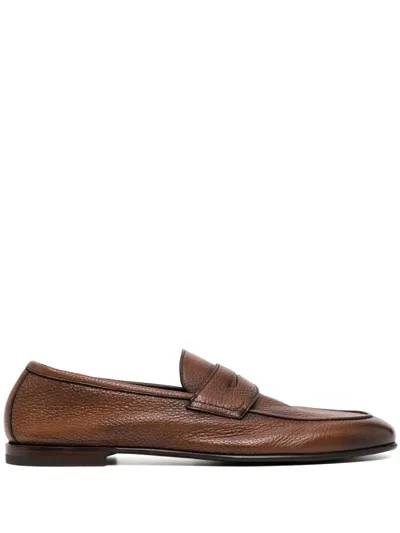 Barrett Penny-slot Leather Loafers In Braun