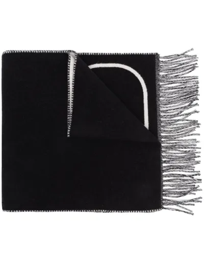 Valentino Vlogo Fringed Scarf In Black