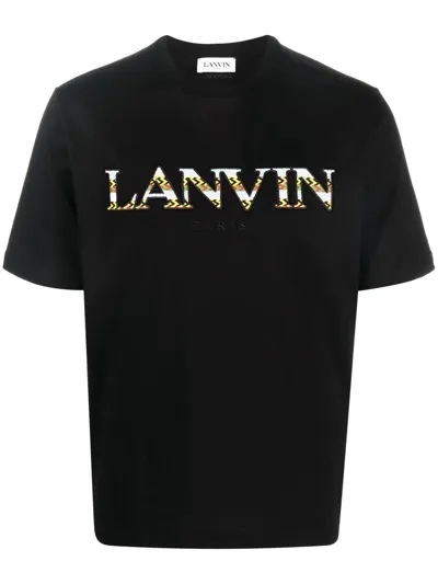 Lanvin Black Cotton Curb Logo T-shirt