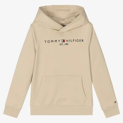 Tommy Hilfiger Kids' Beige Cotton Logo Hoodie