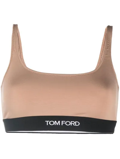 Tom Ford Logo-trim Stretch Bralette In Pink