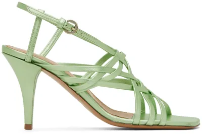 Dries Van Noten Green Leather Heeled Sandals In 604 Green